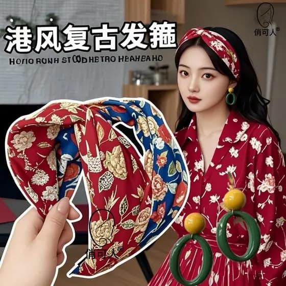 Nostálgico Retro Hong Kong na moda Wear Hairband alta bandana feminino high-End sentir temperamento Anti-deslizamento ro