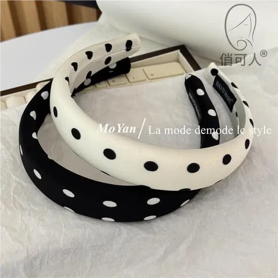 Francês Retro cetim bolinhas bandana high-End de aba larga high-Top bandana estilo Hong Kong elegante All-Match passeio