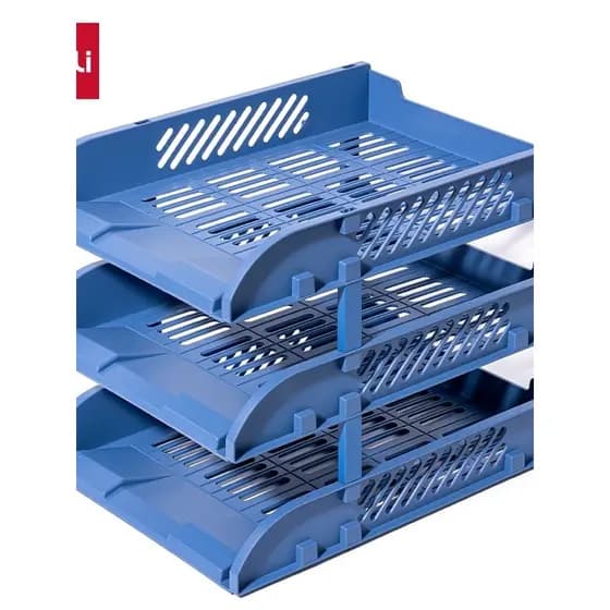 Bandeja de arquivo Deli 9217ES três camadas (azul) (unidades)