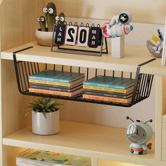 Sob a mesa pendurado Rack de armazenamento sem instalação em camadas ferramenta útil dormitório livros sob artigos diver