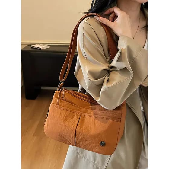 Bolsa japonesa Casual de grande capacidade com zíper de camada dupla 2025 novo estilo bolsa mensageiro de ombro Ultra-
