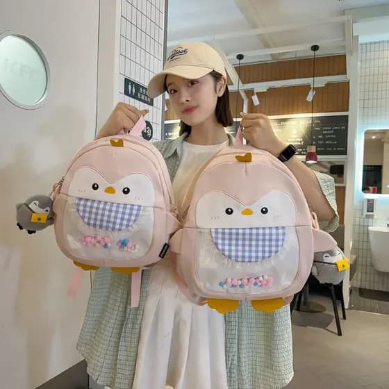Crianças mochila de jardim de infância 2024 novo estilo bonito pinguim mochila meninos meninas bebês entrada escolar peq