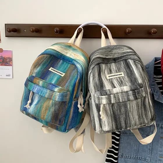 Arco-íris listras leve mochila japonesa ins nicho Design Casual All-Match Mini mochila menina mochila