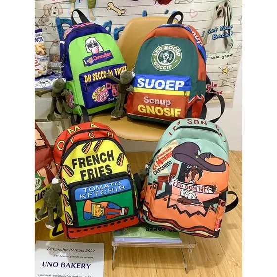 Mochila escolar exclusiva Graffiti para meninas, estudantes do ensino médio, grande capacidade, desenho animado, Anime,