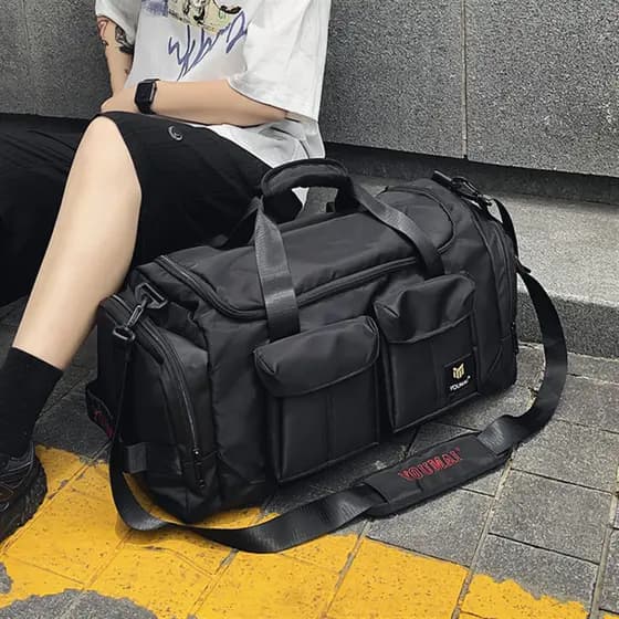 Bolsa de ginástica masculina, bolsa de treinamento esportivo com separação seca e molhada, grande capacidade, bolsa de v