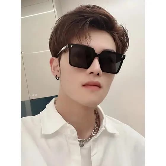 Óculos de sol versão coreana grande quadro masculino condução 2024 novo estilo na moda protetor solar rosto grande mais