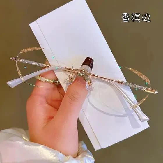 Óculos sem aro influenciadores Óculos femininos para miopia Anti-radiação de luz azul Óculos planos da moda Óculos decor