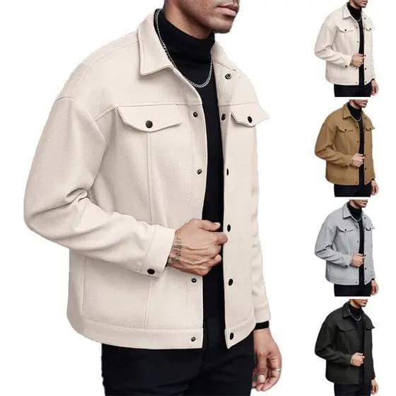 Outono inverno lapela de lã novo estilo jaqueta masculina Casual esportes jaqueta de negócios