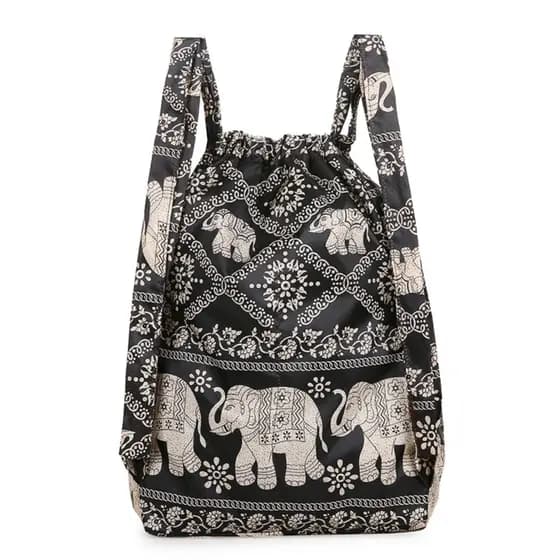 Mochila feminina com cordão e bolso, esportes ao ar livre, mamãe, grande capacidade, bolsa de pano com punho, mochila le