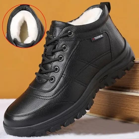 W inverno novo estilo sapatos de algodão masculino couro do plutônio lã forro de lã engrossado quente de alta qualidade