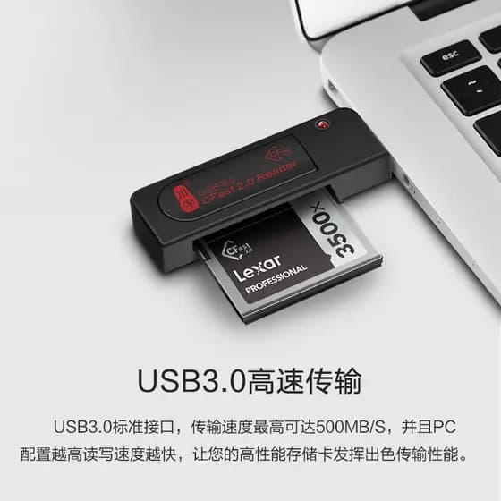 Leitor de cartão Chuanyu CFast2.0 C302 SLR Câmera Cartão de memória Leitor de cartão CFast de alta velocidade 3.0