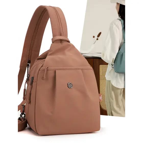 Rosa novo estilo pequena mochila feminina moda grande capacidade saco de peito Casual All-Match multifuncional senhoras