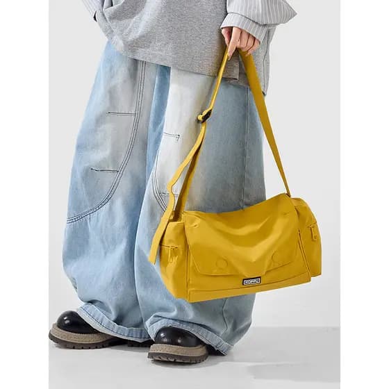 Rosa novo estilo saco do mensageiro feminino grande capacidade Commuter leve ajustável axila pedido bolsa de ombro espor