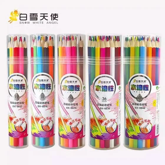 Lápis de cor apagável com chumbo colorido, solúvel em água, estudantes de chumbo usam lápis de 24 cores, 48 cores, lindo
