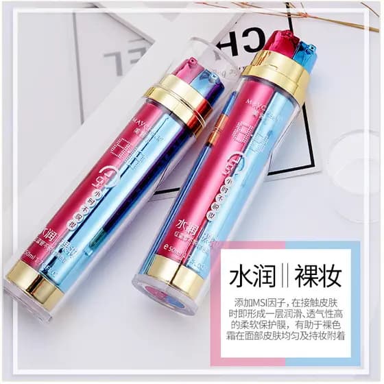 Meiqianer 9 horas sem maquiagem BB creme hidratante nude maquiagem iluminador corretivo controle de óleo vermelho azul t