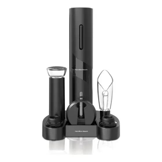 Abridor De Vinho Portátil Saca Rolhas Elétrico + Acessórios Hamilton Beach Com Cortador De Lacre, Aerador E Bico