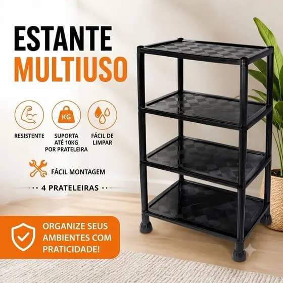 Organizador Modular 4 Andares Multiuso Estante Plástica Cozinha Banheiro Lavanderia