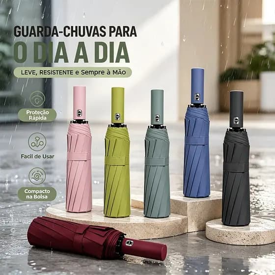 Guarda-Chuva Automático Reforçado - Resistente a Vento e Proteção UV
