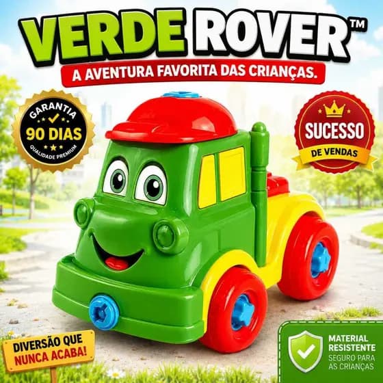 Caminhão Infantil Educativo Verde Rover Brinquedo Colorido Para Crianças Presente Menino Menina