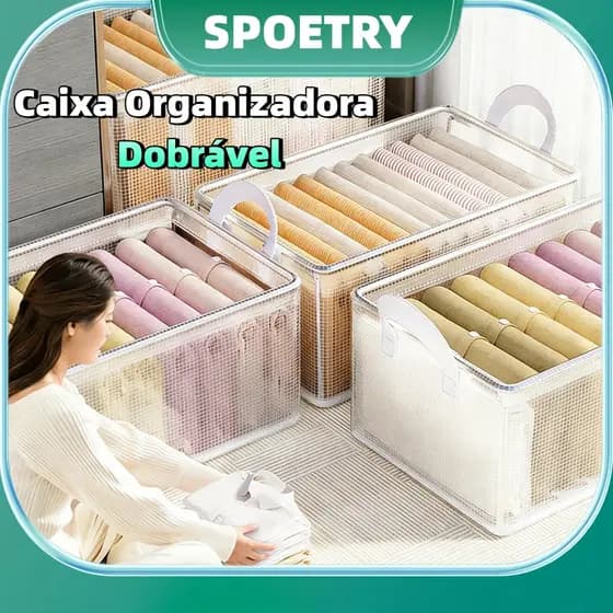 Kit 2/4/6 Caixa Organizadora Dobrável Roupas e Gavetas Organizadas Multiuso Feita em PVC Resistente Ecológico