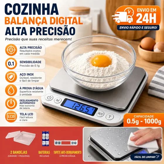 Balança Digital de Cozinha Alta Precisão 0,1g Pronta Entrega Mini Balança Eletrônica Para Alimentos Café Joias