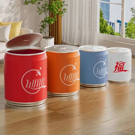 Quarto lata de lixo Cola pode influenciador criativo grande capacidade Push-Type tampa sala de estar cesta de papel de a