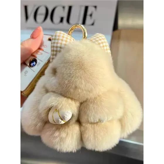 Imitação de pele de coelho chaveiro pingente influenciador DIY saco de pelúcia acessórios pingente bonito arco nó pingen
