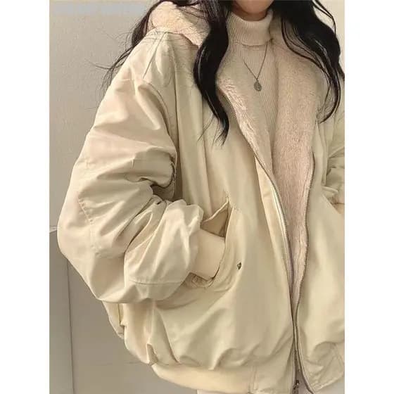 Jaqueta acolchoada engrossada feminina inverno 2025 novo estilo americano solto com capuz Workwear acolchoado jaqueta de