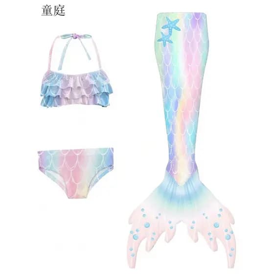 Sereia cauda meninas maiô 2024 novo estilo verão menina bebê vestido de princesa roupas crianças biquíni