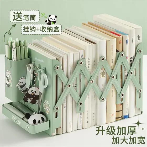 Estante de mesa retrátil estante de armazenamento de livros essencial para o início da escola papelaria com suporte para