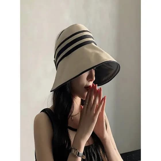 Chapéu de sol vazio de vinil japonês dobrável chapéu de sol de verão feminino chapéu de sol de praia Casual chapéu de ba