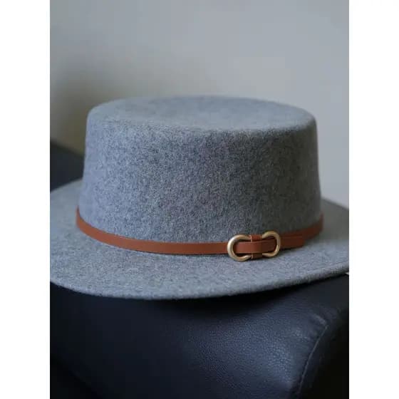 Minimalista Premium cinza Super delicado All-Match camelo lã pura artesanal chapéu superior plano outono inverno moda Ca