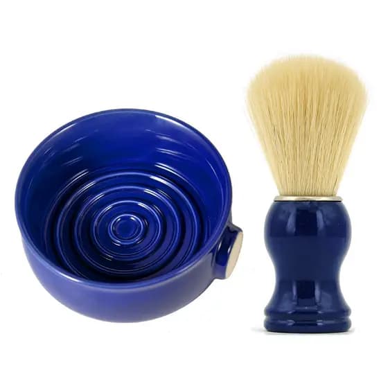 Ferramentas de barbear masculinas escova de barba de lã de náilon tigela de espuma de cerâmica conjunto de 2 peças escov