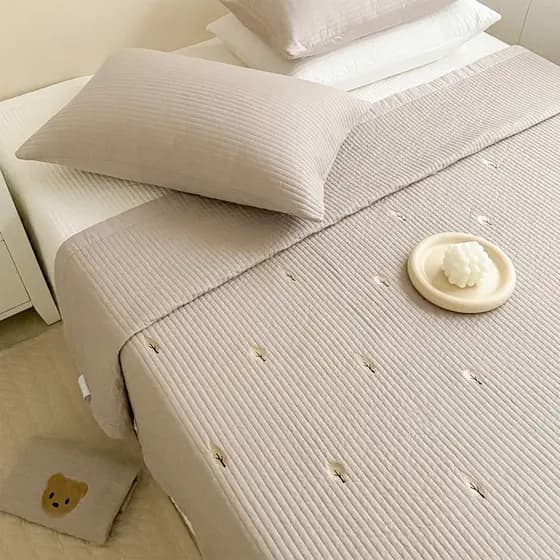 Capa de cama dupla face de algodão puro, resistente à sujeira, café, estilo coreano, acolchoado, acolchoado, algodão pur