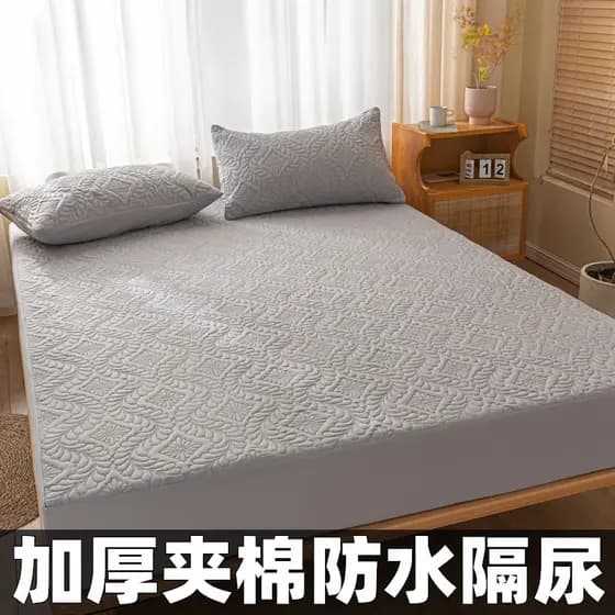 Lençol de cama à prova d'água, peça única, acolchoado, espessado, antiácaro, colchão, capa antipoeira, algodão puro, len