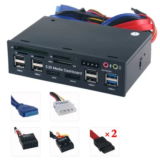 Painel USB3.0 de posição de unidade óptica 20 pinos para usb3.0 frontal + leitor de cartão + ESATA + 3.0 HUB Hub