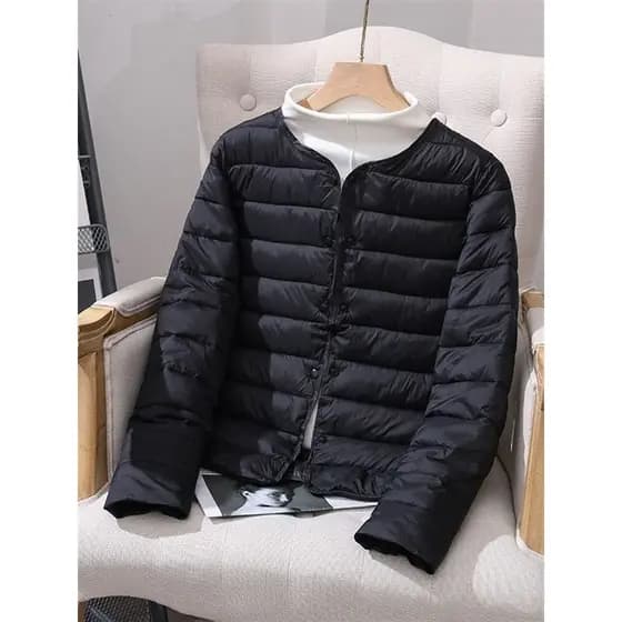 Jaqueta acolchoada feminina curta novo estilo inverno roupa interior quente leve jaqueta colete em torno do pescoço senh
