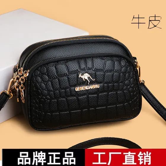 Contador genuíno couro genuíno saco do mensageiro feminino 2025 novo estilo moda Multi-camada pequena bolsa redonda All-