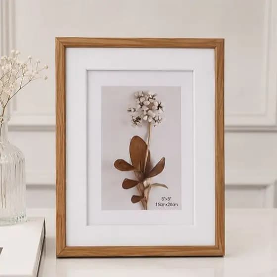 Porta Retrato 15x20 com Vidro Moldura Madeira Com Paspatur Decorativo Elegante Porta Foto Quadro Mesa Sala Estante