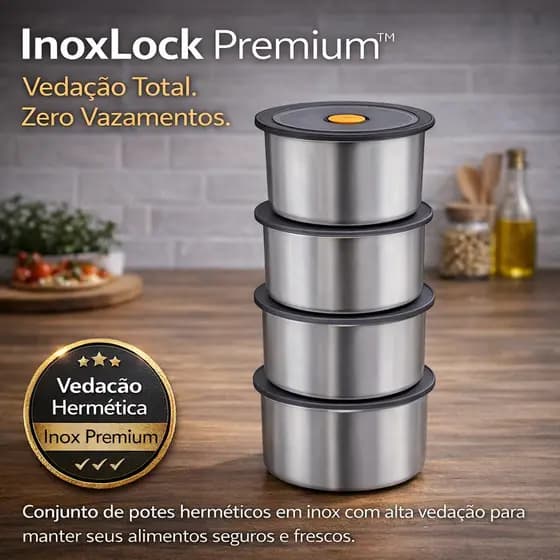 Kit Potes Herméticos Inox 450ml Marmita Anti Vazamento Aço Inoxidável Com Tampa