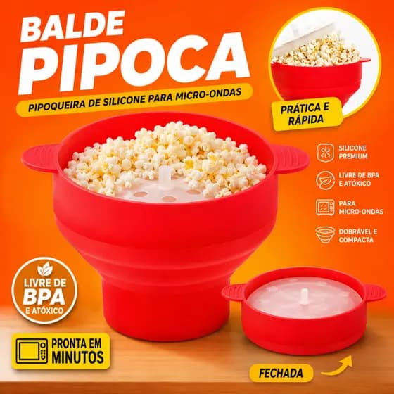 Balde Pipoqueira Silicone Microondas Pipoca Rapida Pratico Resistente