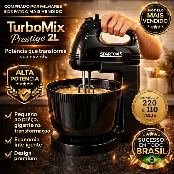 Batedeira 220V Profissional Preta Alta Performance para Massas Pesadas, Bolos e Receitas Perfeitas