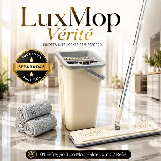 Esfregão Mop Balde Com 02 Refil Panos Absorvente Pratico Limpeza Casa Lava Seca Tira Po banheiro