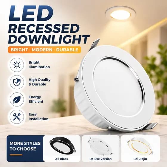 Spot de embutir oculto LED moderno elegante downlight de teto furo 7-9cm sala entrada loja 220V