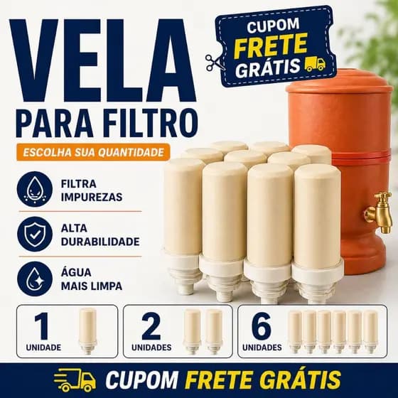 Vela para Filtro de Barro Cerâmica Mineral | Refil Purificador Água | Alta Durabilidade 1 Unidade