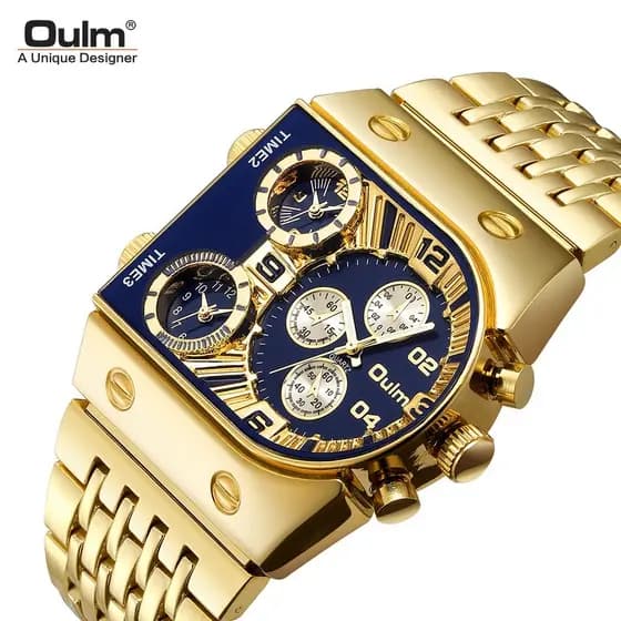 Relógio de quartzo masculino, mostrador grande, pulseira de aço