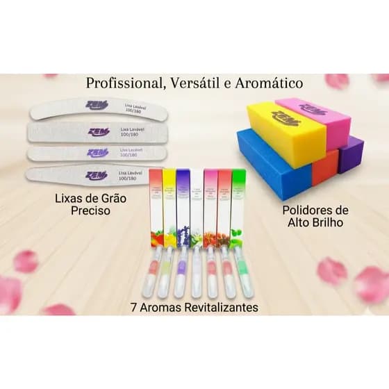 Kit Nail Care Completo: 10 Lixas Profissionais + 5 Lixas Blocos + 1 Canetas Óleo de Cutícula