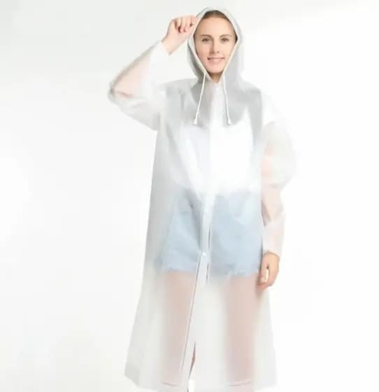 Capa Protetora De Chuva Unissex Reutilizável Resistente Com Capuz P/ Passeio Festas Impermeável