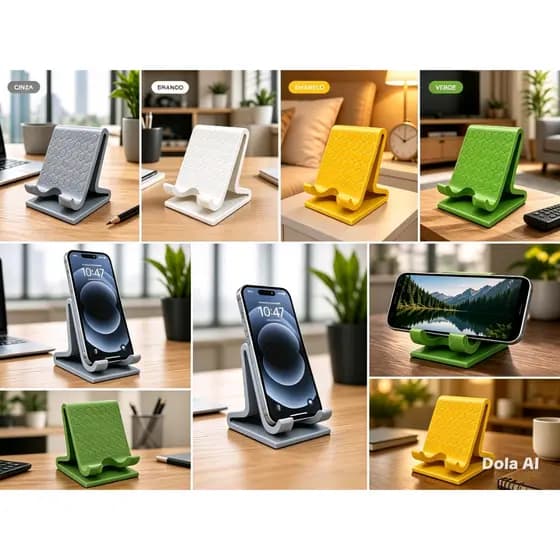 Suporte para Celular de Mesa com Passagem para Cabo de Carregamento Base Universal para Smartphone