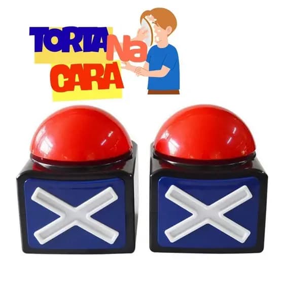 Conjunto 1/2 Buzzers Educativos – Diversão Torta na Cara | Quiz Infantil Família Luz & Som